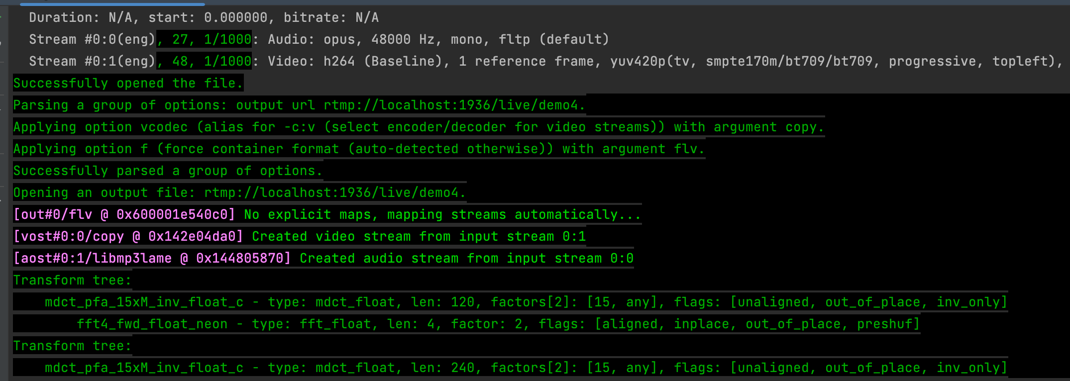 websocket server forward stream messsage to RTMP channel