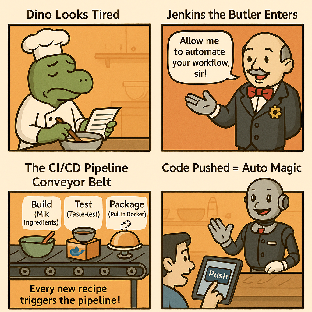 Explain Docker and CI/CD — The DevOps Kitchen Comic